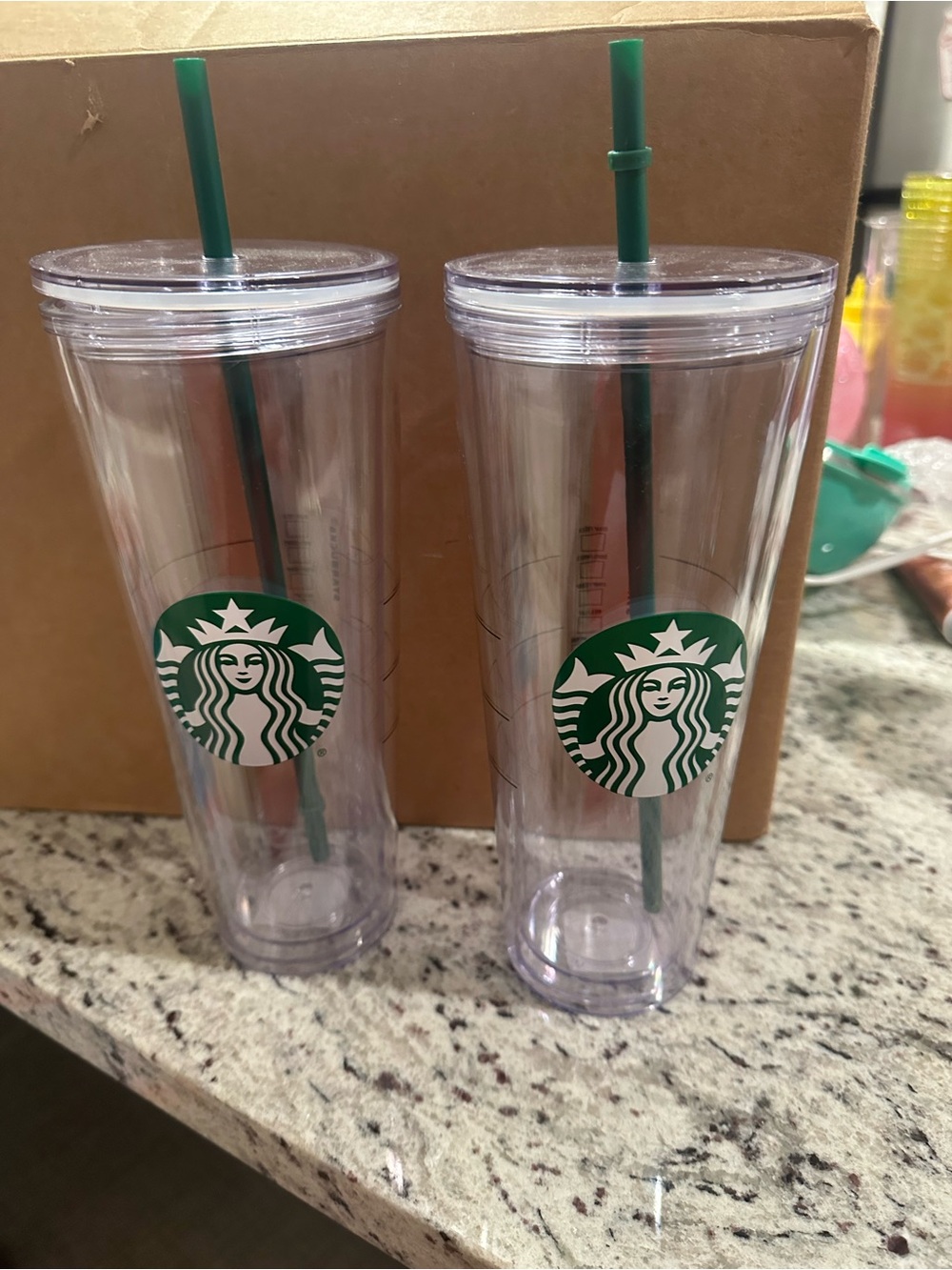 Starbucks Clear Green Logo Tumbler with Straw - 24oz (Set of 2)